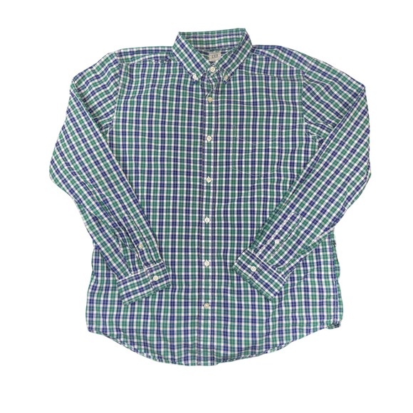 GAP Other - GAP Button Down Shirt Boys XL Green Blue Plaid Check Long Sleeve Casual